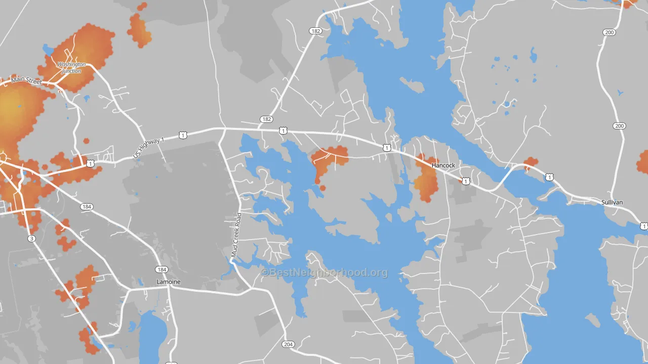 Bike Grade map of 04640, ME