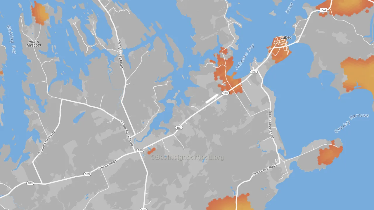 Bike Grade map of 04652, ME