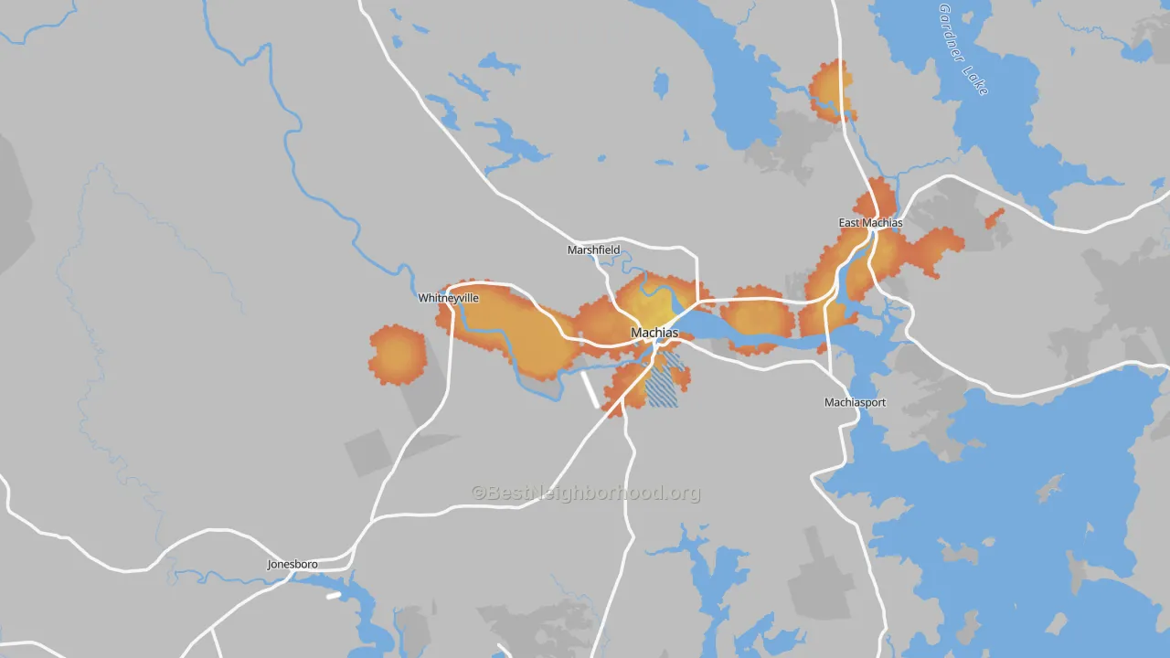 Bike Grade map of 04654, ME