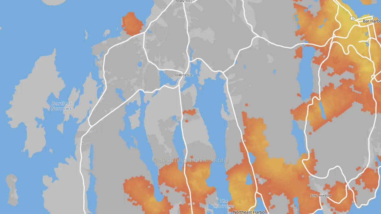 Bike Grade map of 04660, ME