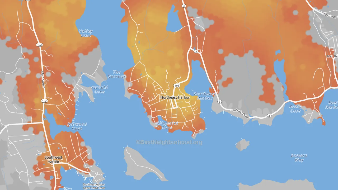 Bike Grade map of 04662, ME