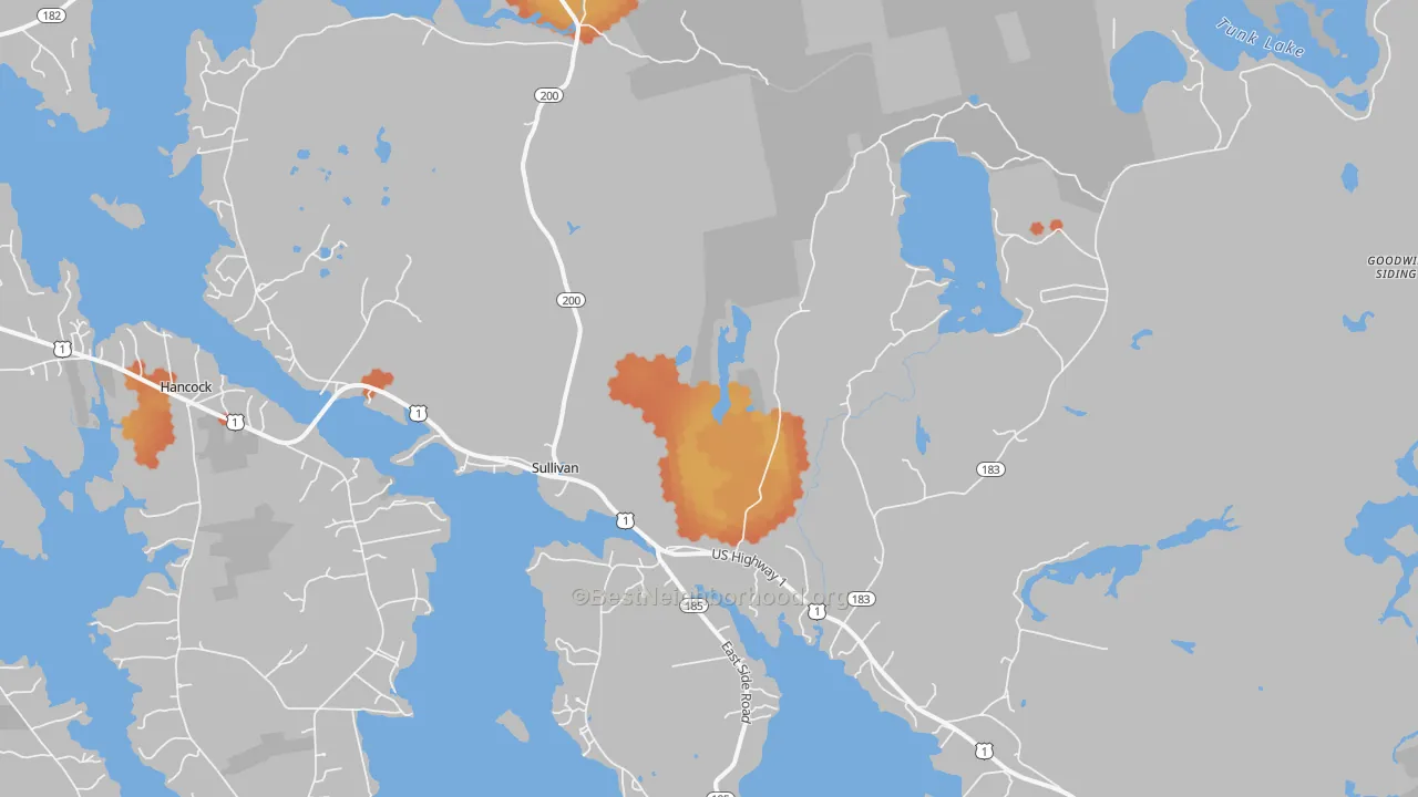 Bike Grade map of 04664, ME