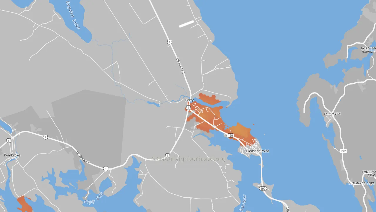 Bike Grade map of 04667, ME