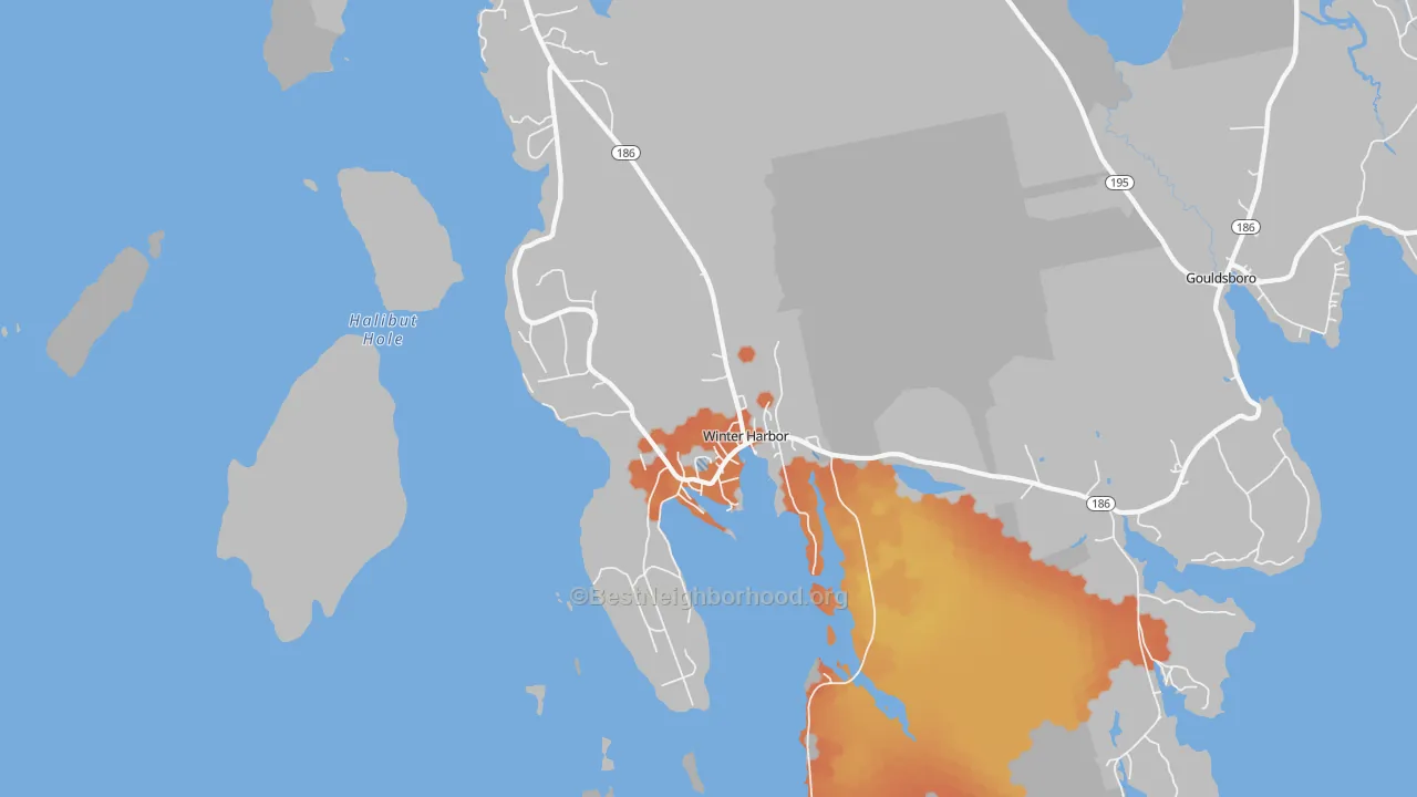 Bike Grade map of 04693, ME