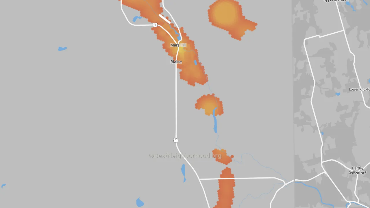 Bike Grade map of 04734, ME