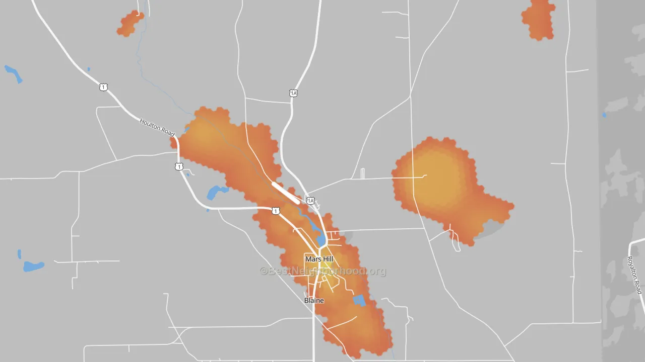 Bike Grade map of 04758, ME