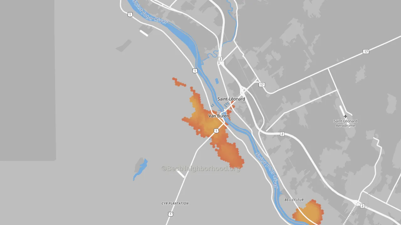 Bike Grade map of 04785, ME