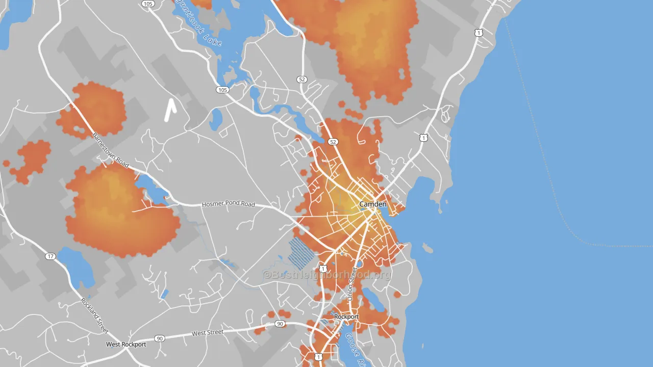 Bike Grade map of 04843, ME
