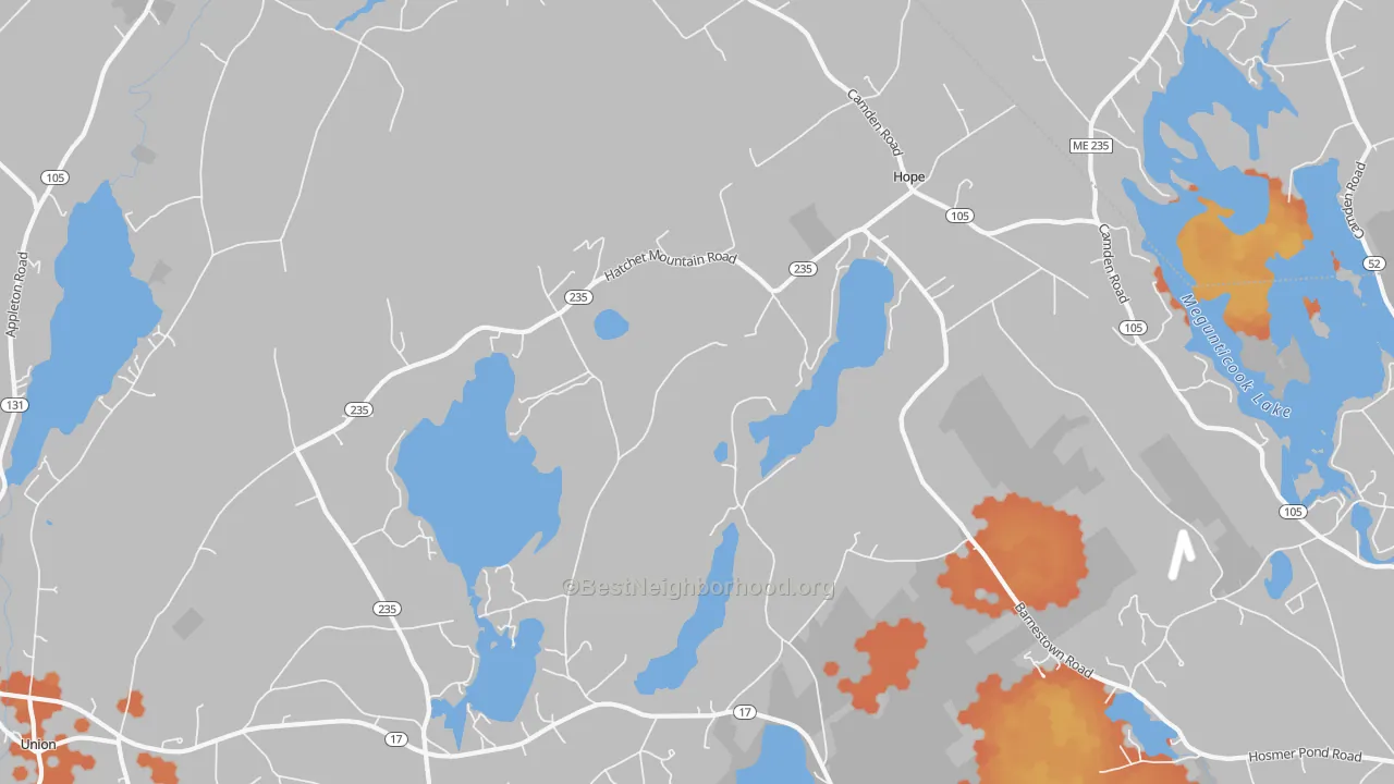 Bike Grade map of 04847, ME