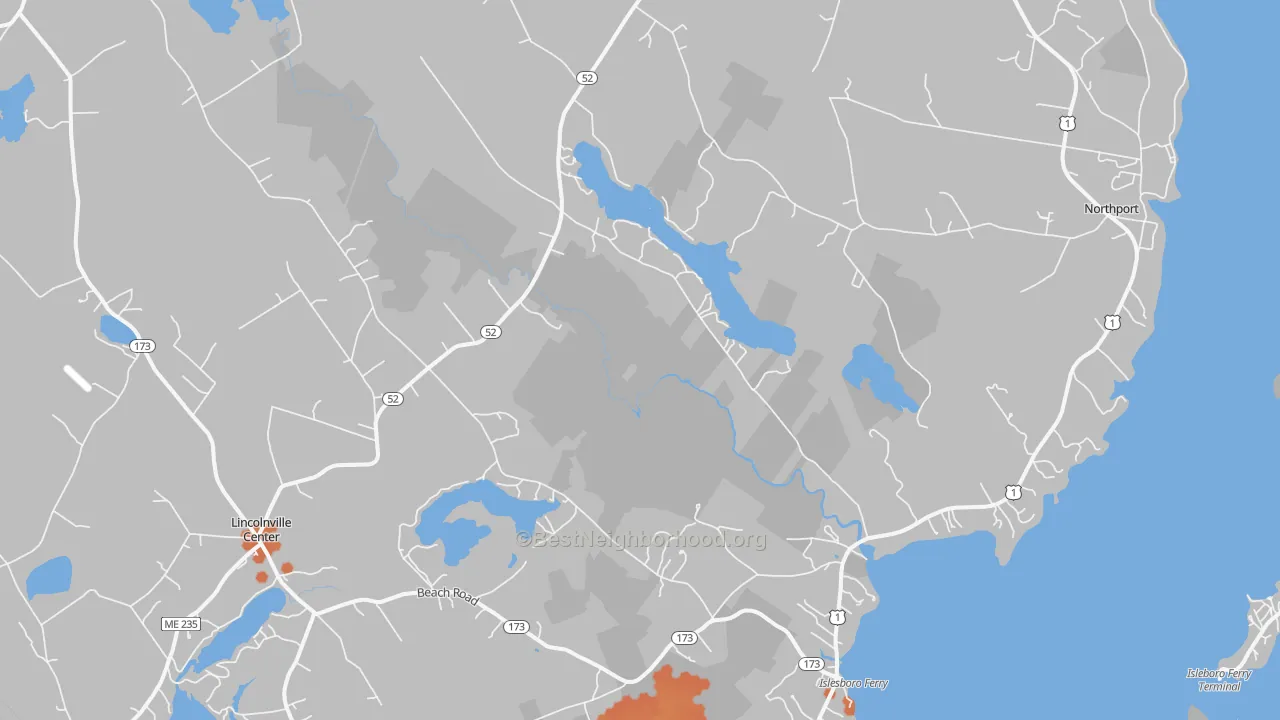 Bike Grade map of 04849, ME