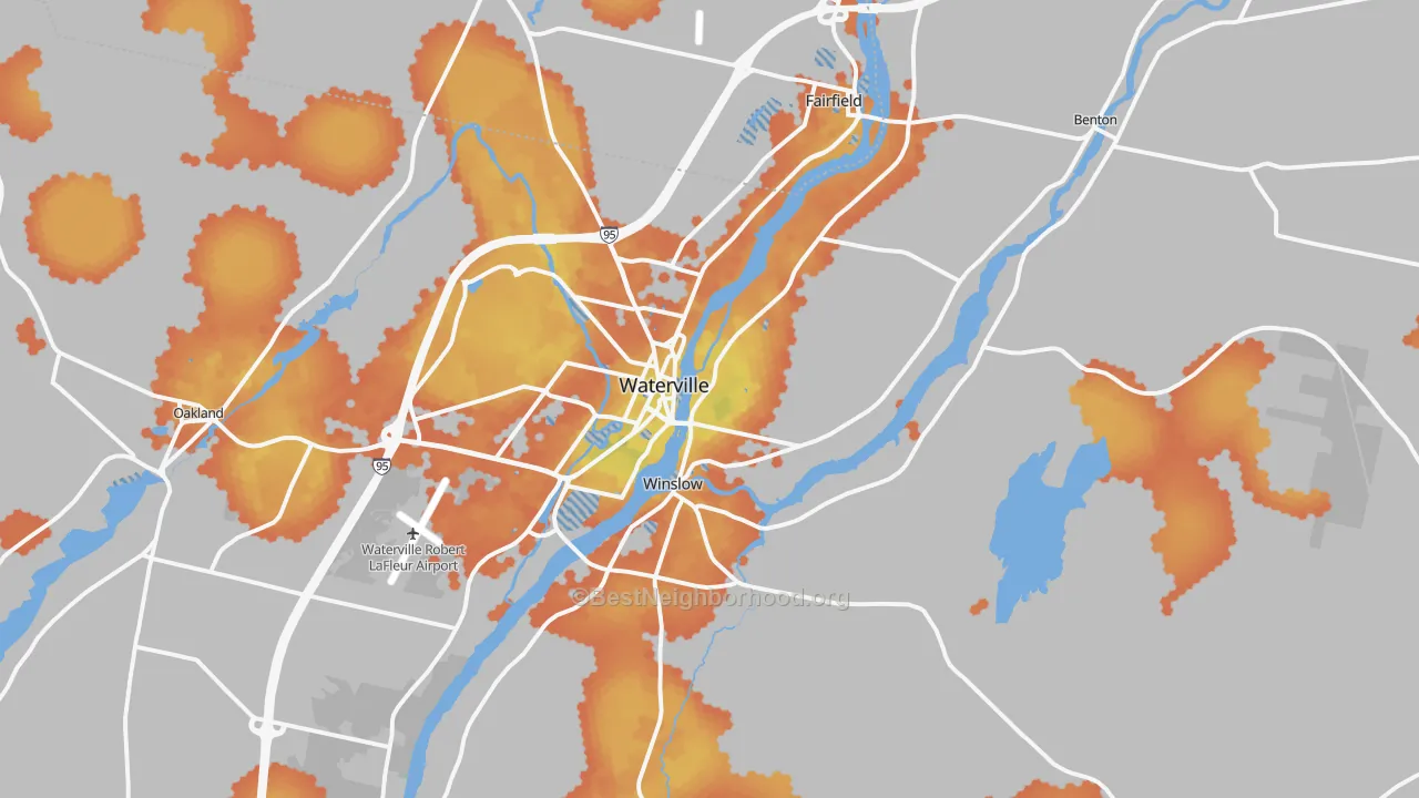 Bike Grade map of 04901, ME