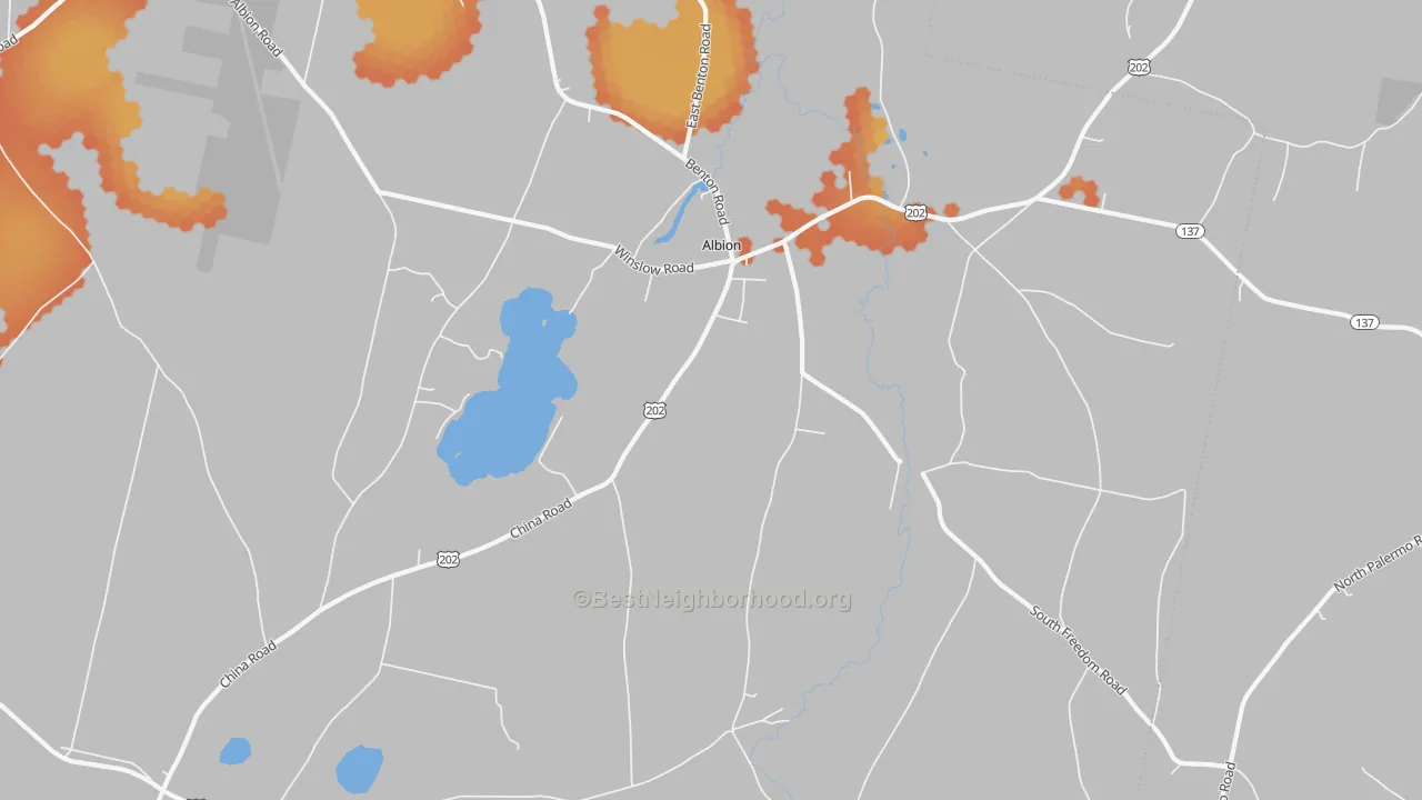 Bike Grade map of 04910, ME