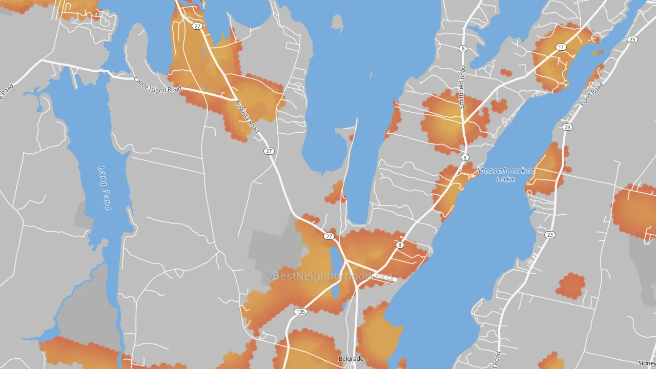 Bike Grade map of 04917, ME