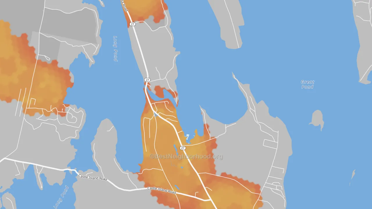 Bike Grade map of 04918, ME