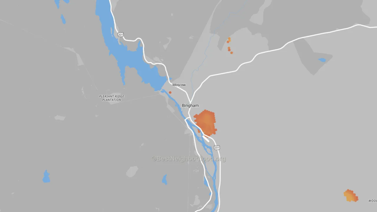 Bike Grade map of 04920, ME