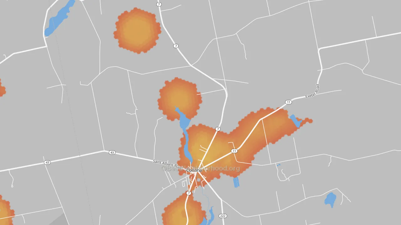 Bike Grade map of 04928, ME