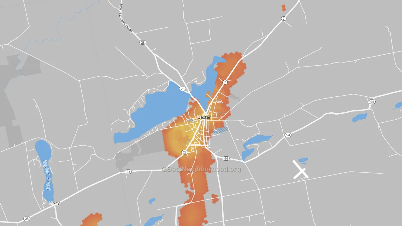 Bike Grade map of 04930, ME