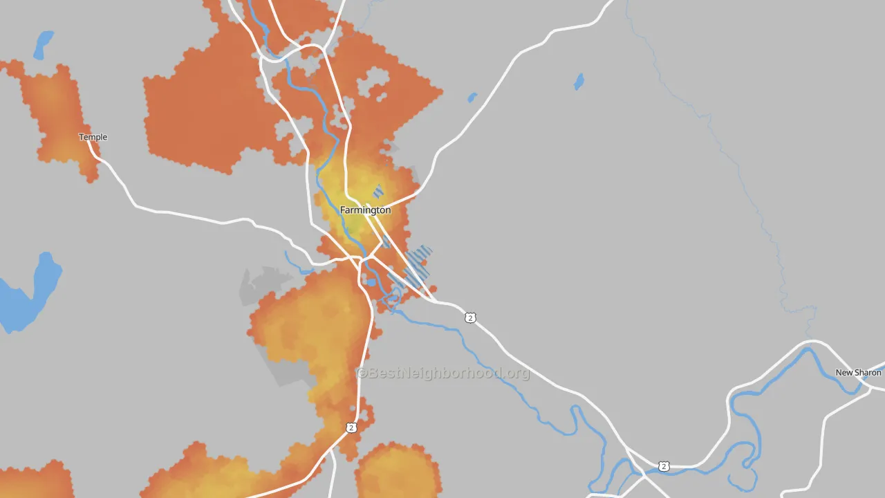 Bike Grade map of 04938, ME