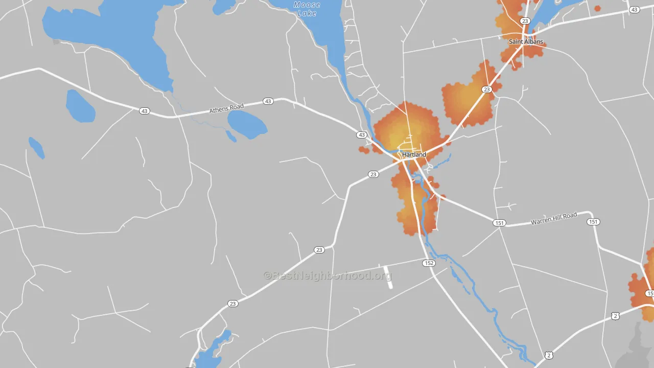 Bike Grade map of 04943, ME