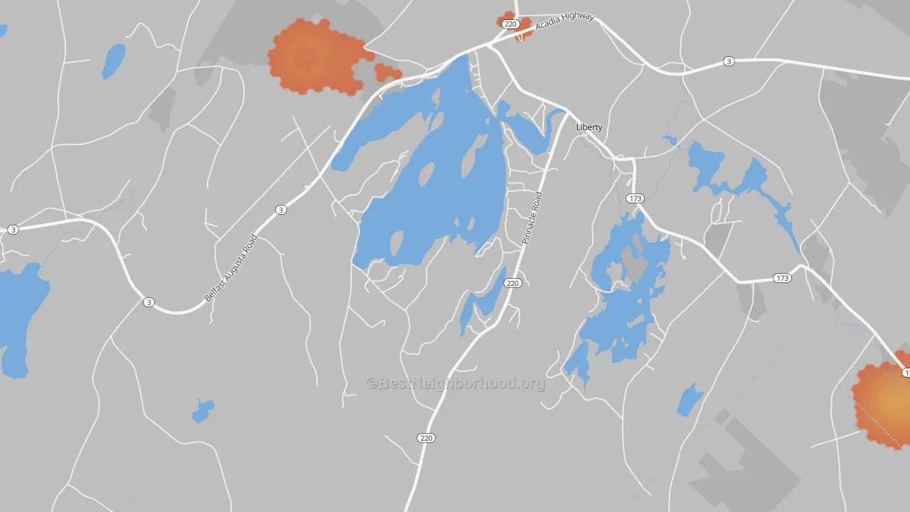 Bike Grade map of 04949, ME