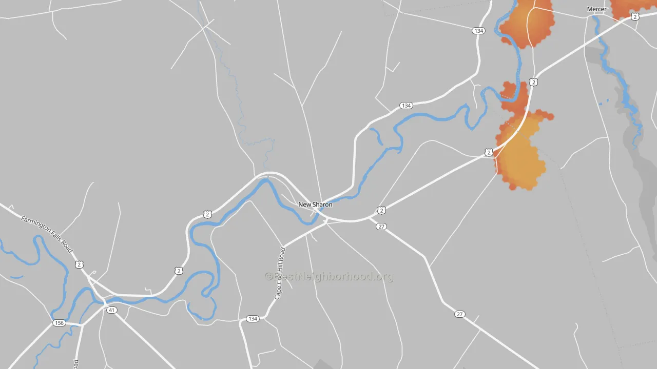 Bike Grade map of 04955, ME