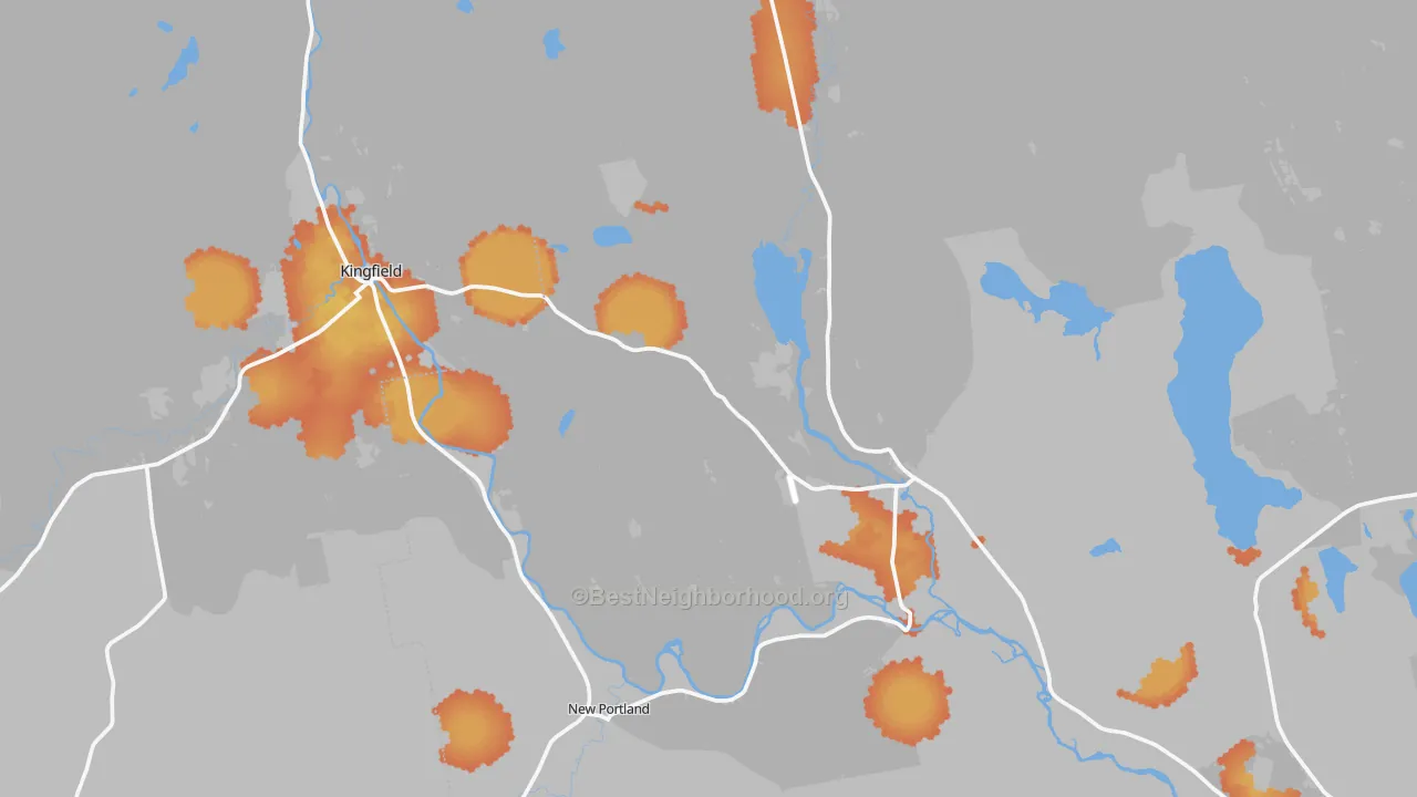 Bike Grade map of 04961, ME