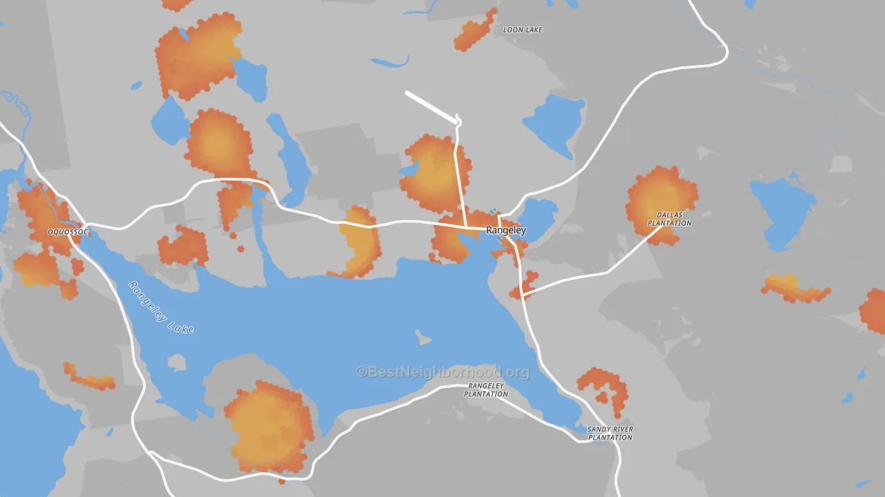 Bike Grade map of 04970, ME