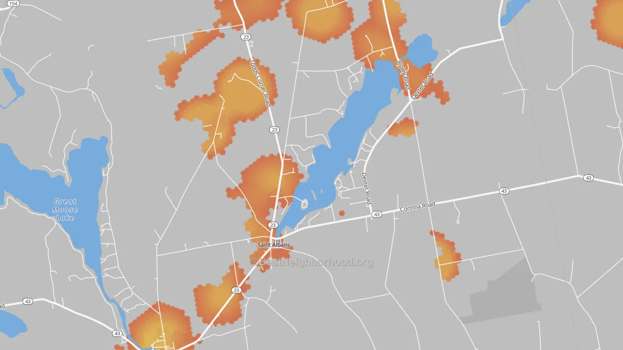 Bike Grade map of 04971, ME
