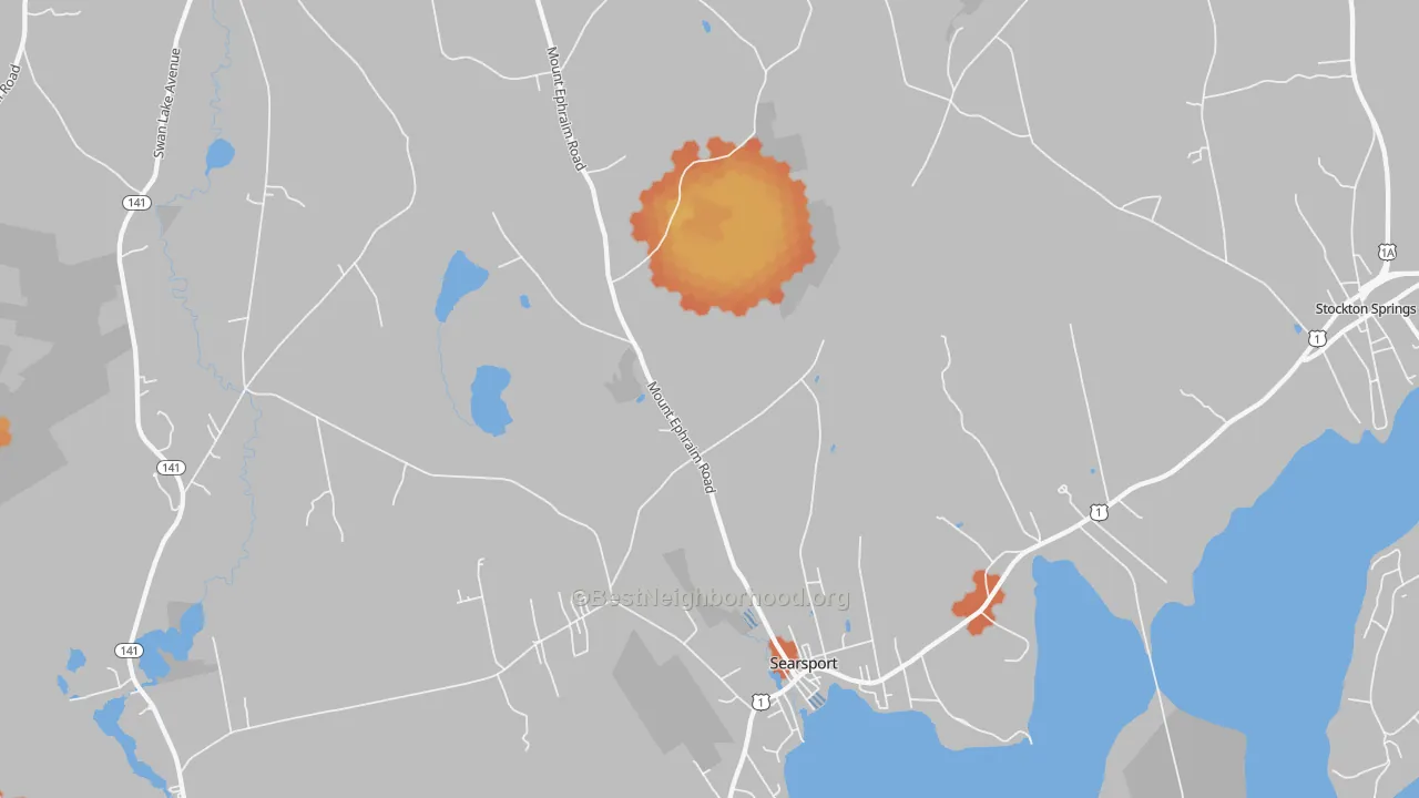 Bike Grade map of 04974, ME