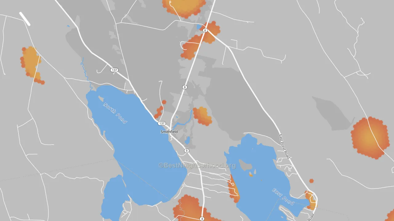 Bike Grade map of 04978, ME