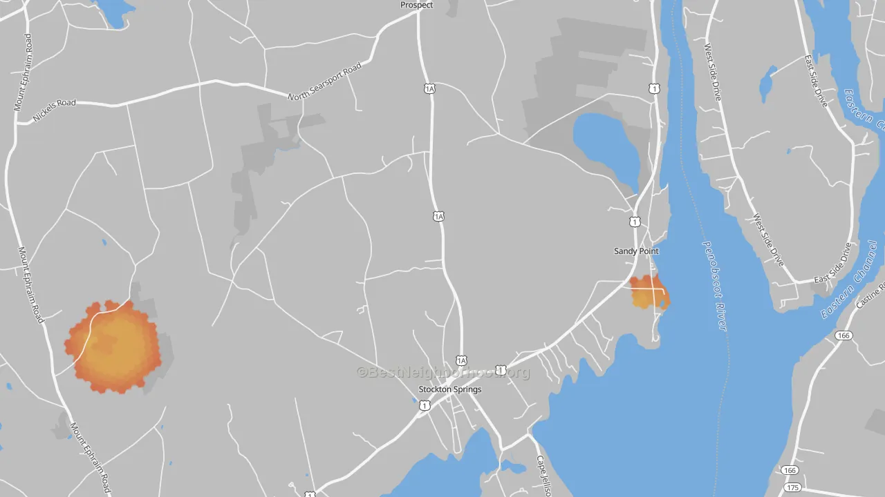 Bike Grade map of 04981, ME
