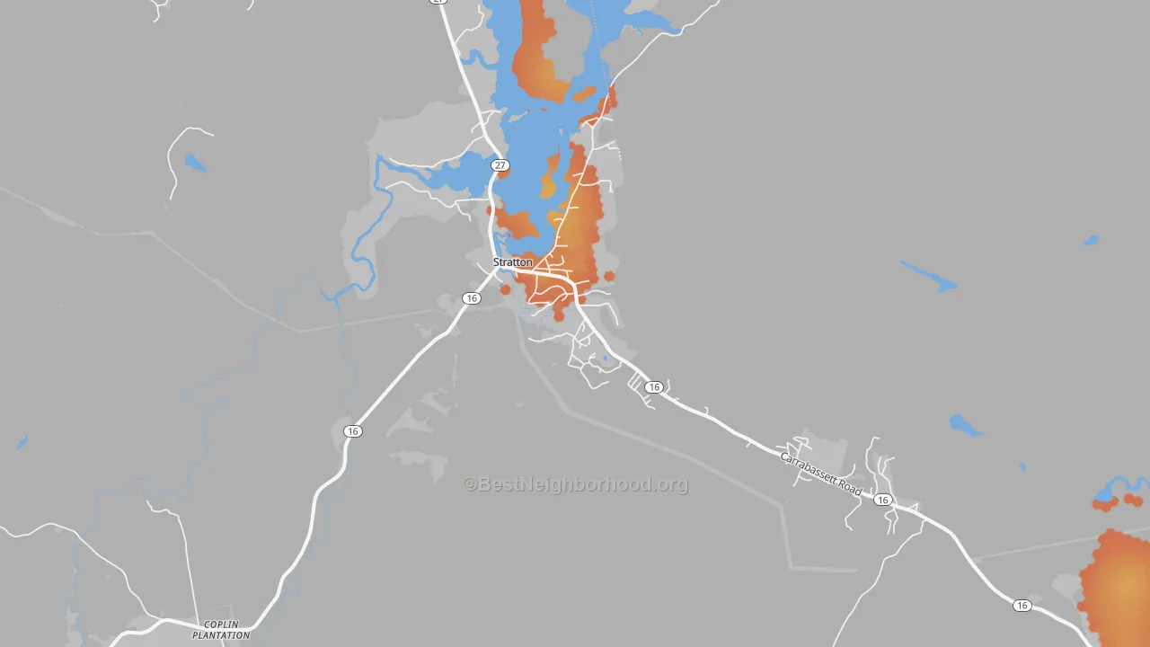 Bike Grade map of 04982, ME