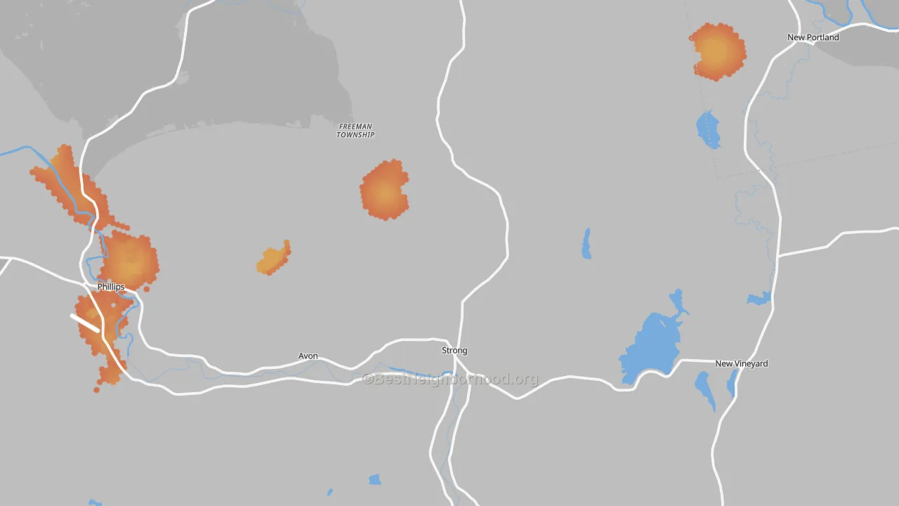 Bike Grade map of 04983, ME