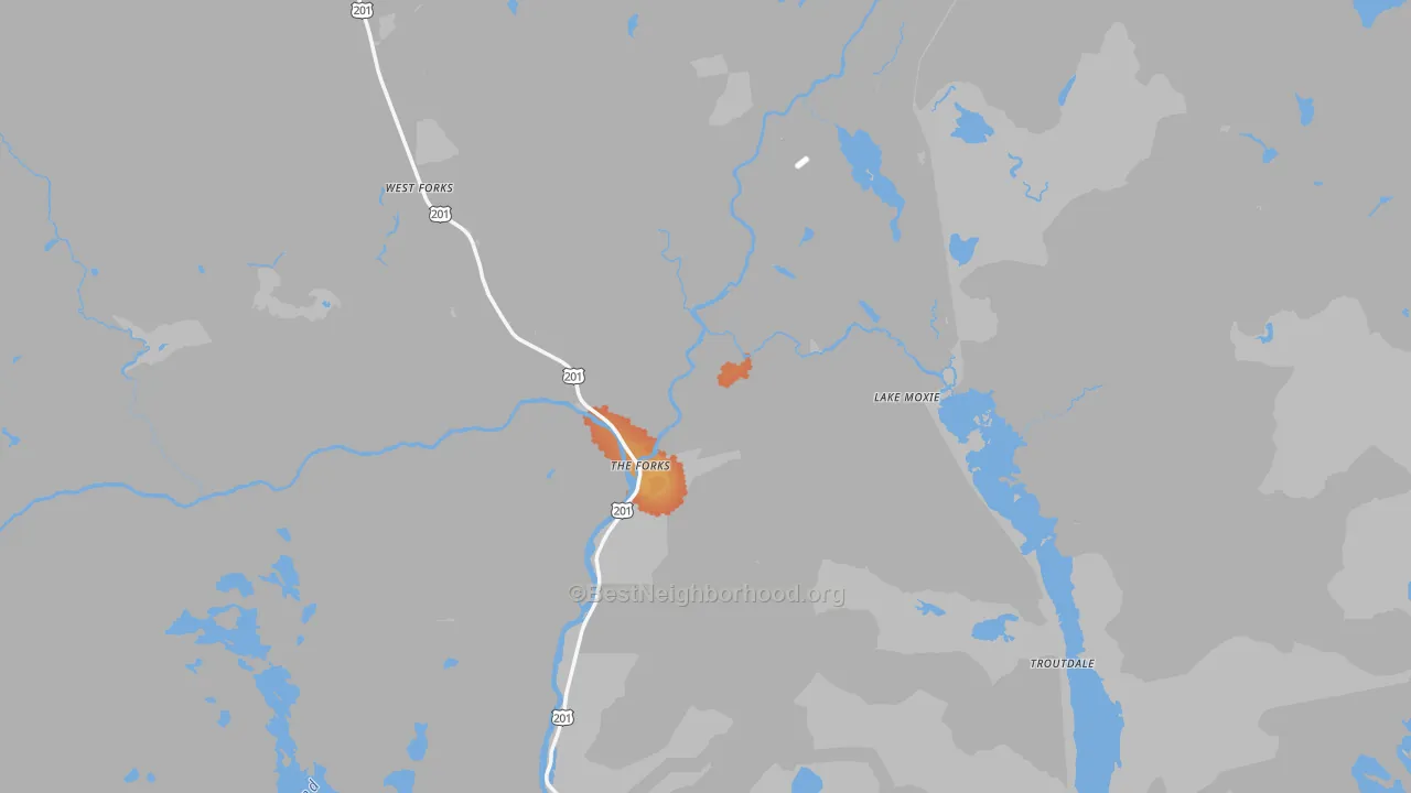Bike Grade map of 04985, ME