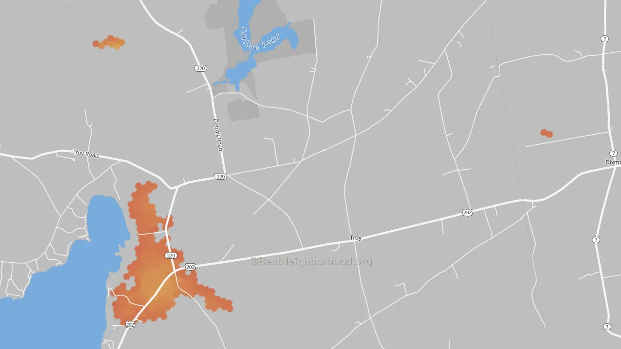 Bike Grade map of 04987, ME