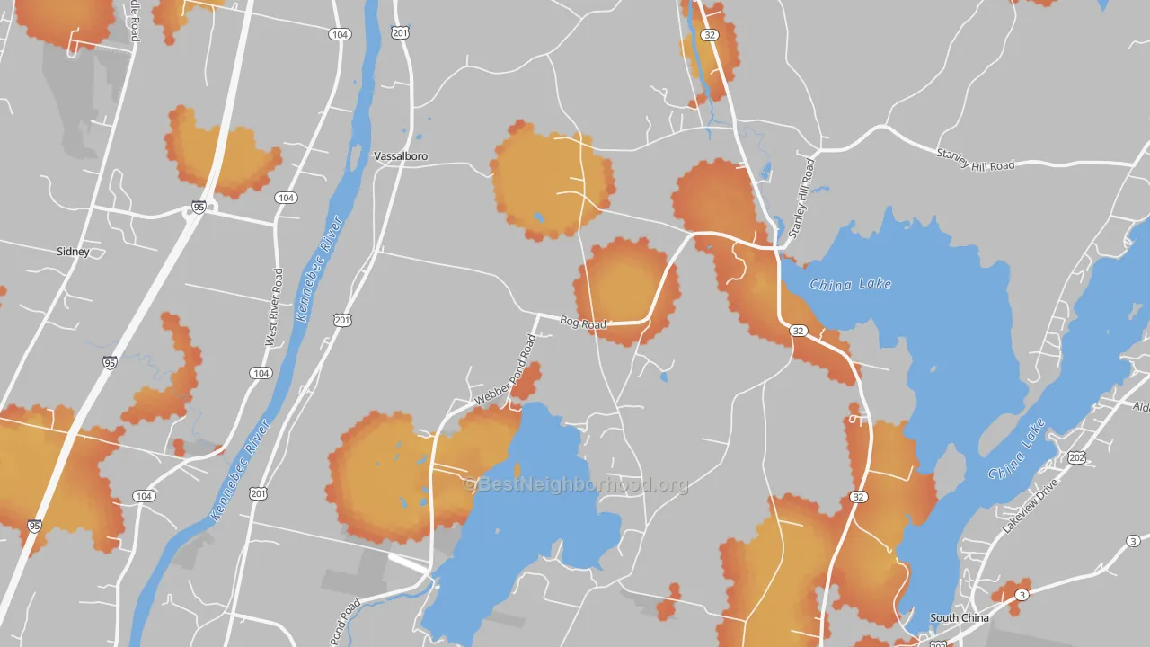 Bike Grade map of 04989, ME