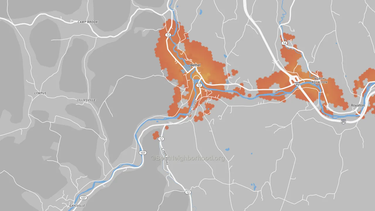 Bike Grade map of 05032, VT