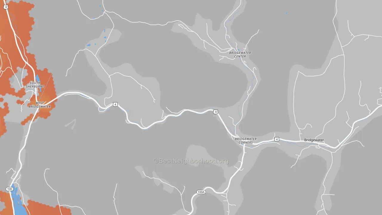 Bike Grade map of 05035, VT