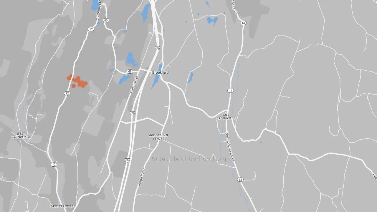 Bike Grade map of 05036, VT