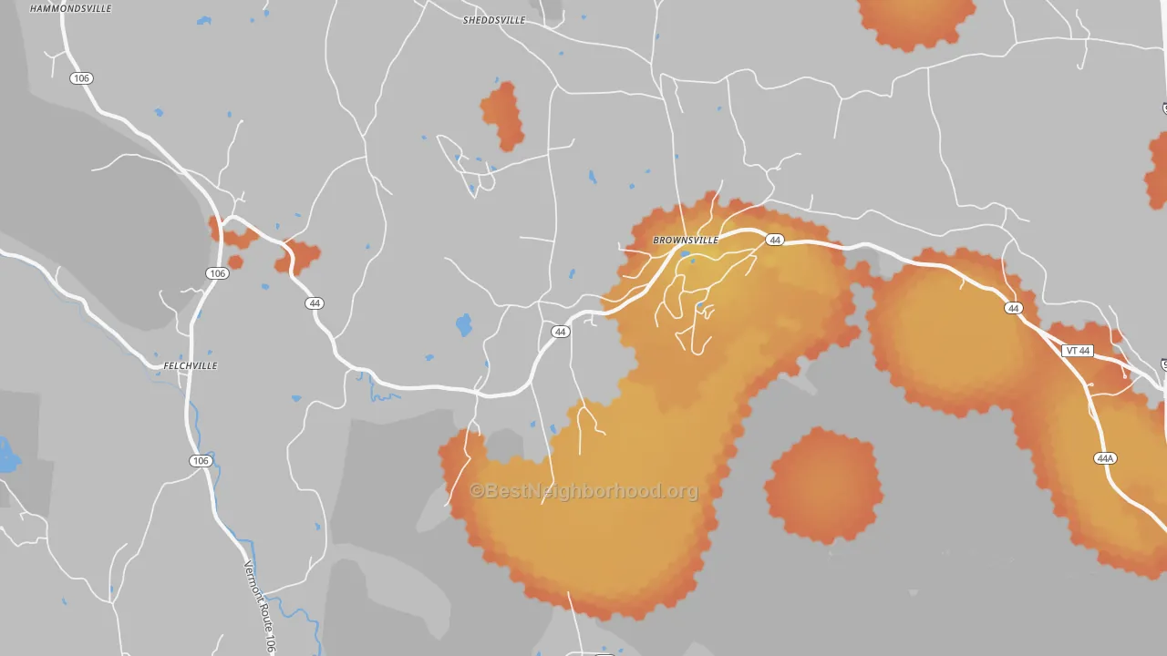 Bike Grade map of 05037, VT
