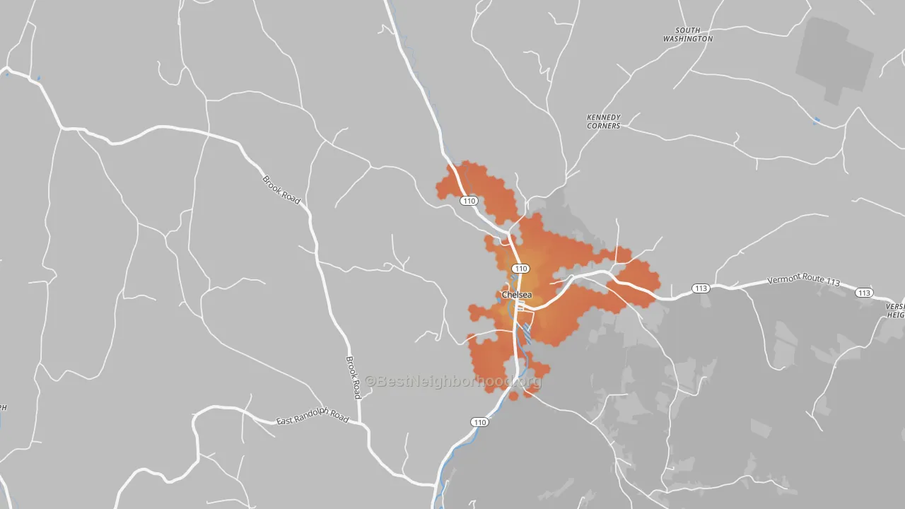 Bike Grade map of 05038, VT