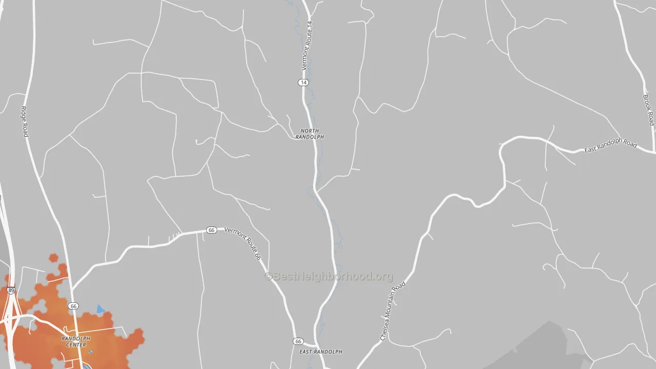 Bike Grade map of 05041, VT