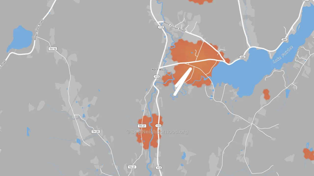 Bike Grade map of 05058, VT