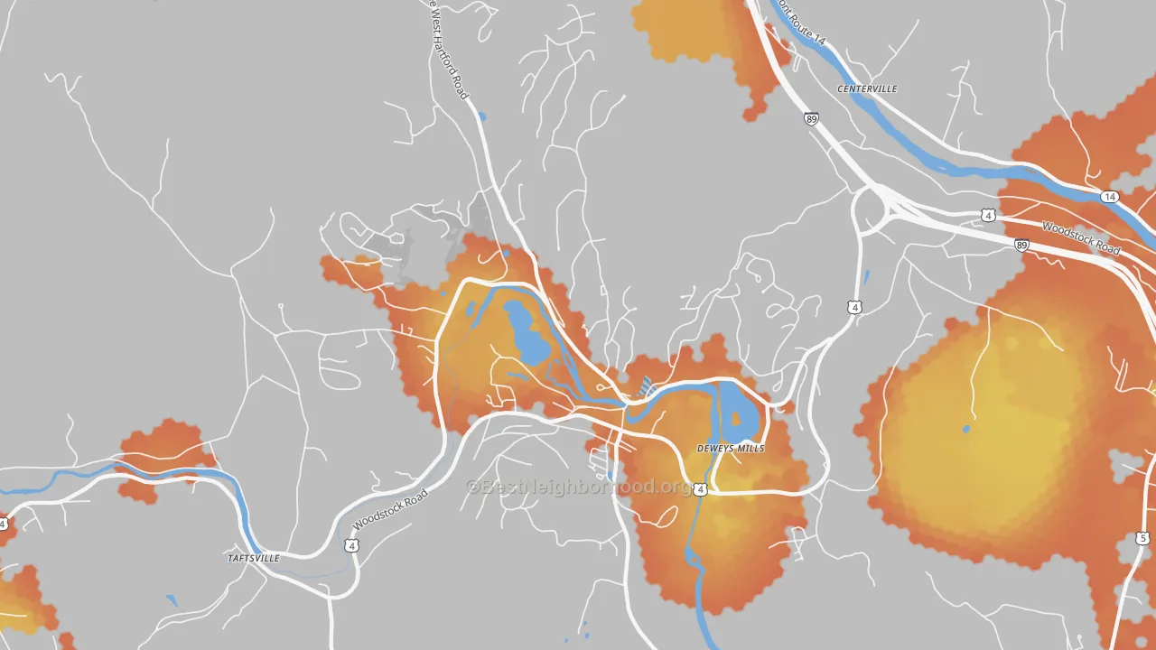 Bike Grade map of 05059, VT
