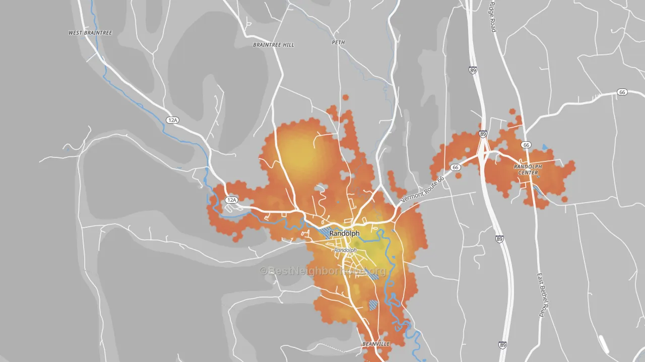 Bike Grade map of 05060, VT