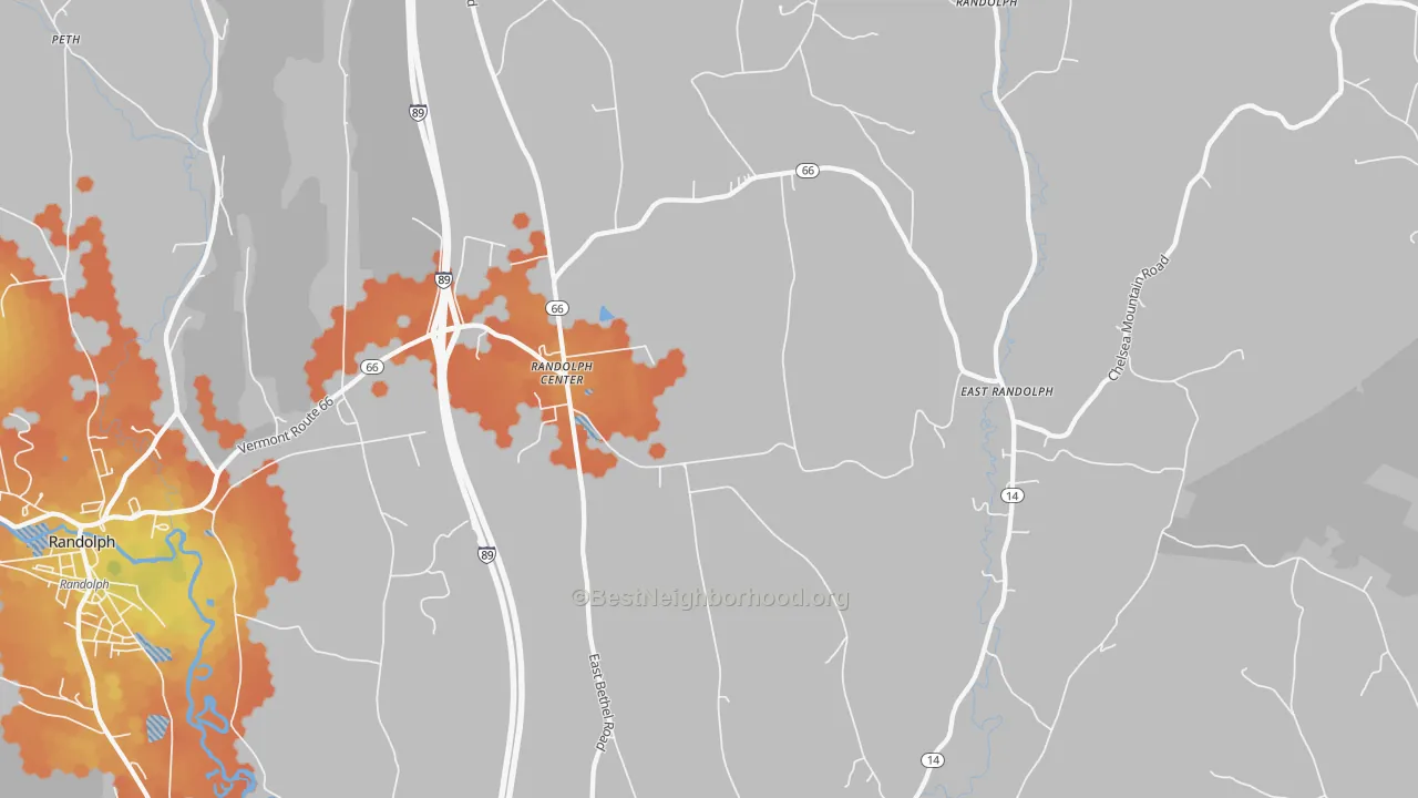 Bike Grade map of 05061, VT