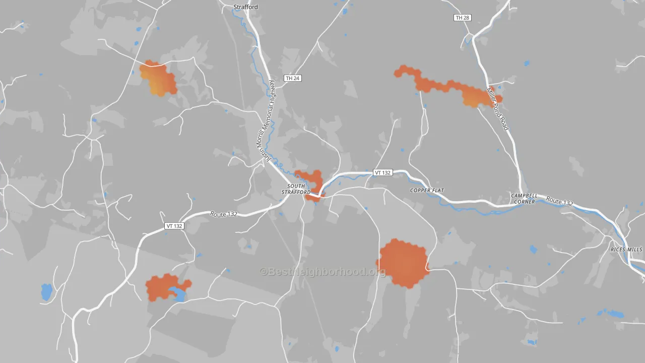 Bike Grade map of 05070, VT