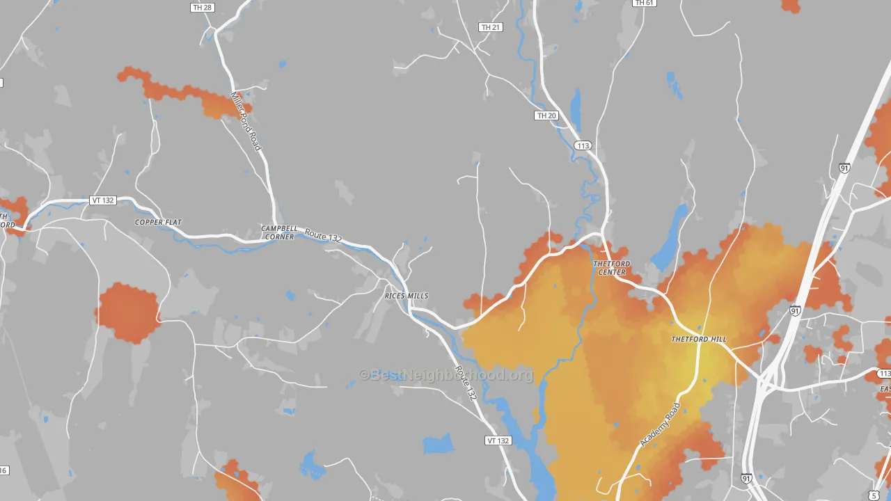 Bike Grade map of 05075, VT