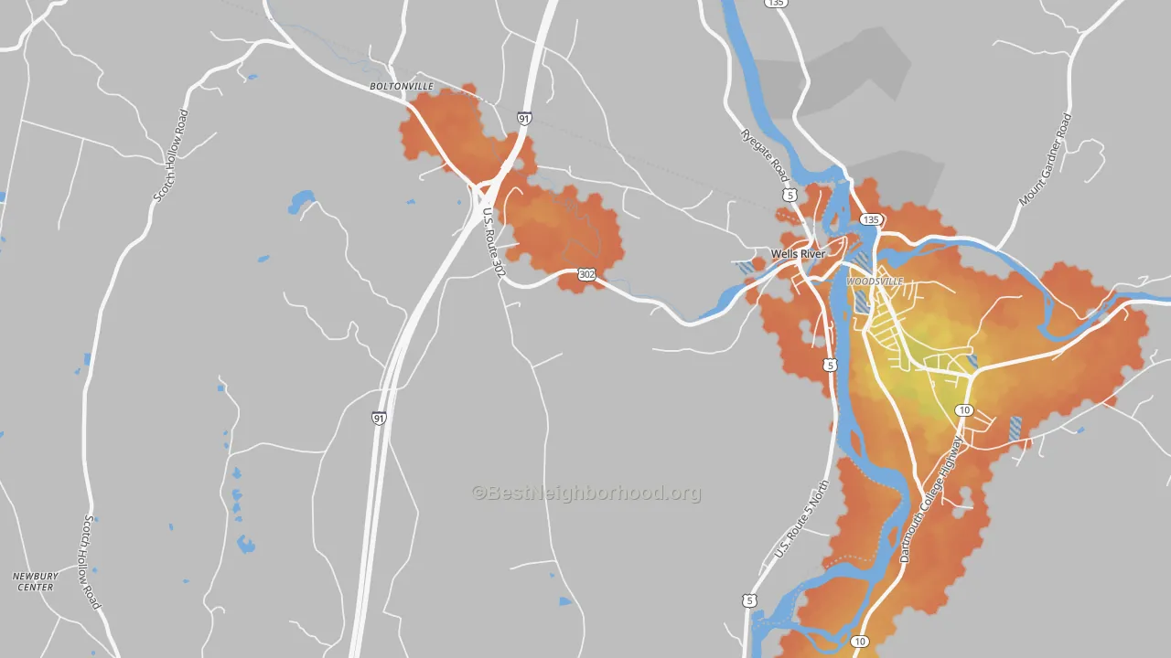 Bike Grade map of 05081, VT