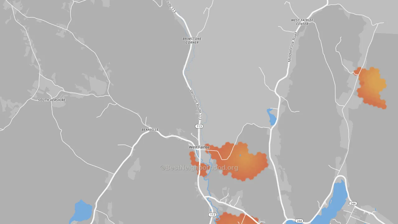 Bike Grade map of 05083, VT